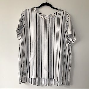 LOFT Striped Back Pleat Top